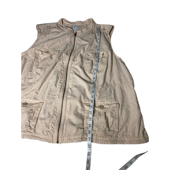 Beige Sleeveless Utility Vest With Zipper & Button Pockets Women's Size 3XL - Picture 5 of 9